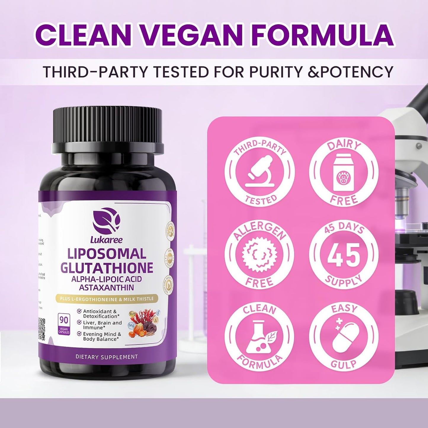 Liposomal Glutathione 1158mg with Astaxanthin for Skin Health 60*2 Vegan CT | 15-in-1 with Milk Thistle, Alpha Lipoic Acid, Antioxidant Complex for Nighttime Skin Radiance, Cellular Health & Liver Detox