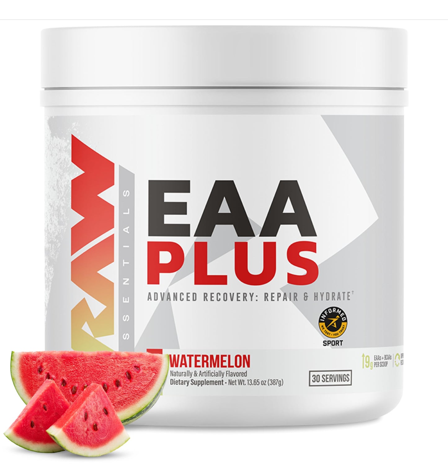 RAW EAA Plus, Amino Acids Powder, Watermelon Grape (30 Servings) - Pre Workout Amino Energy Powder for Advanced Endurance, Recovery & Lean Muscle Growth - BCAA Amino Acids Supplement for Men & Women