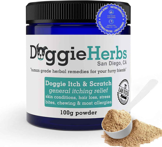 Natural Itch Relief & Allergy Support- TCM Herbal Powder for Hot Spots, Scratching & Yeast- Clears Damp Heat & Soothes Skin from Within- Human Grade, Doctor Formulated, 100% Natural