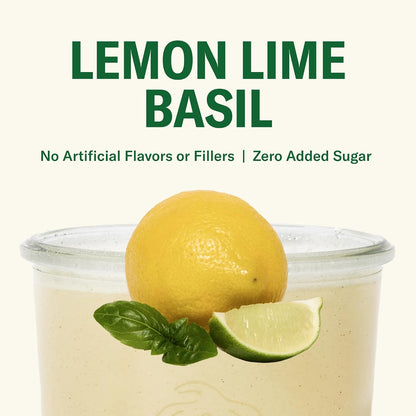 Ballerina Farm Farmer Hydrate Lemon Lime Basil Electrolyte Powder Packets | Travel Ready, Organic Coconut Water, Irish Sea Moss, French Sea Salt, 210mg Sodium, 25 Count