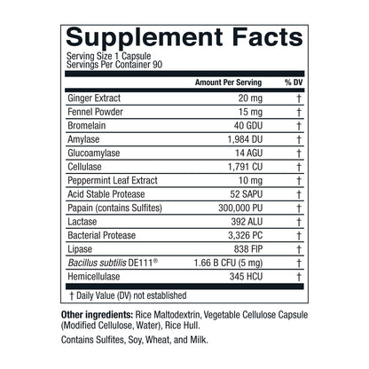 Live Conscious DigestWell Immediate Support - Fast-Acting Digestive Support | Broad Spectrum Enzyme, Probiotic & Herbal Formula - Decreases Everyday Gas & Bloating - 90 Capsules