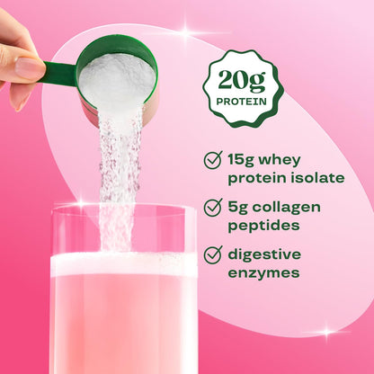 Bloom Nutrition Clear Whey Protein, Strawberry Watermelon, 10 Servings | Whey Protein Isolate with Collagen Peptides & Digestive Enzymes, 20g Protein, Sugar Free Post Workout Drink Mix, 90 Calories