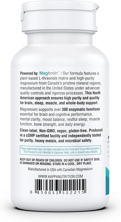 Magnesium L-Threonate Plant-Based 3 in 1 Powered by Magbrain® Magnesium L-Threonate Plant-Based | Magnesium Bisglycinate & Magnesium Malate | Up to 420 mg Elemental Magnesium | 150 Vegan Capsules.
