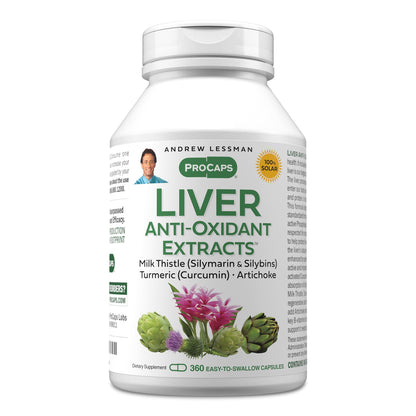 Andrew Lessman Liver Anti-Oxidant Extracts 60 Capsules | Milk Thistle & Curcumin phospholipid complexes for enhanced absorption. Includes Artichoke & B Vitamins.