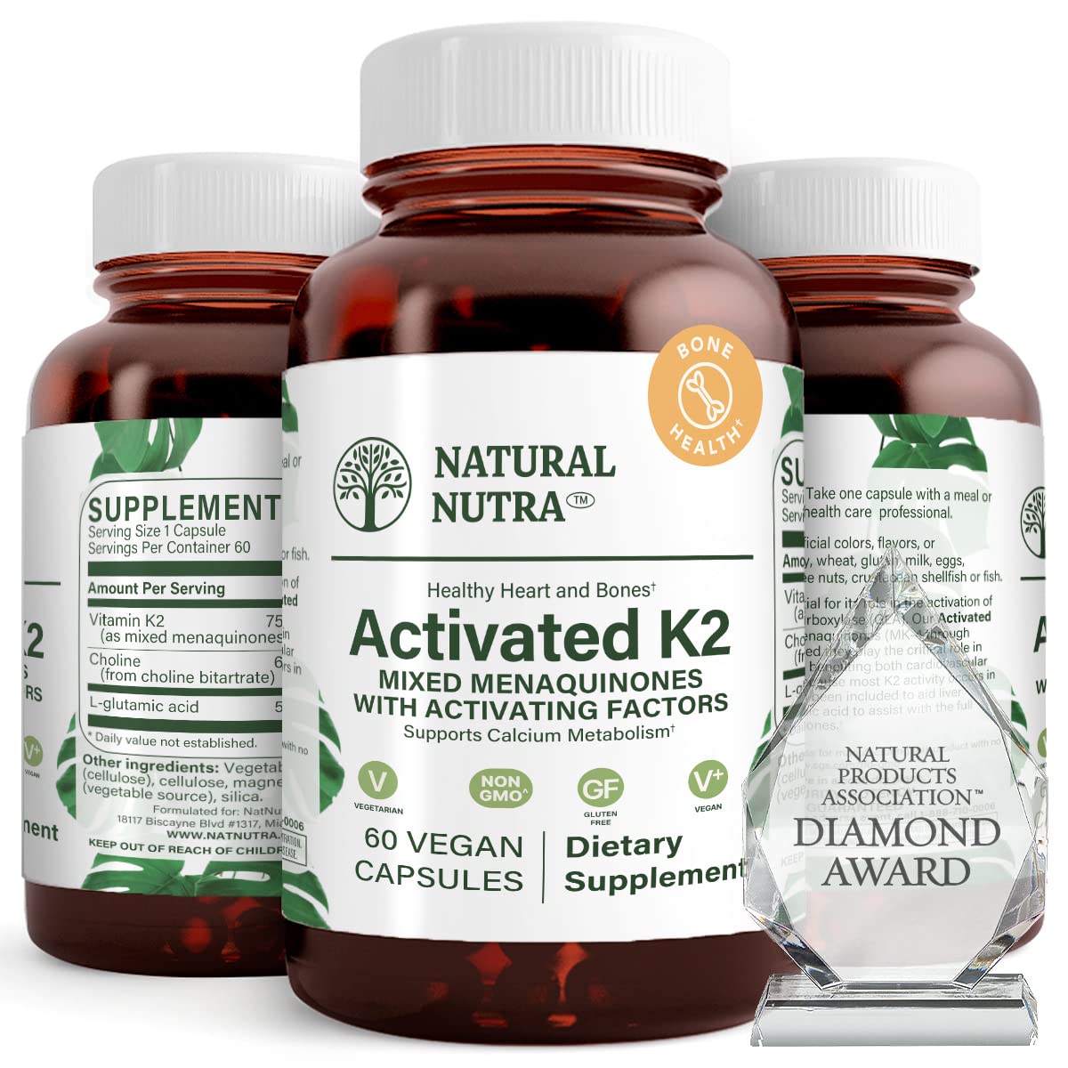 Natural Nutra Full Spectrum Vitamin K2 Supplement 75 mcg 60 Capsules | Supports Cardiovascular Health, Liver Function, Metabolic Health, Heart Health &Helps Promote Bone & Dental Health