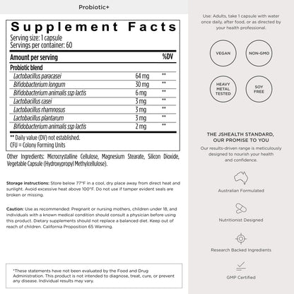 JSHealth Vitamins Gut Health and Immunity Formula, 30 Capsules | Probiotics for Women and Men, Shelf Stable Probiotic Supplement for Digestive Health and Immune Support