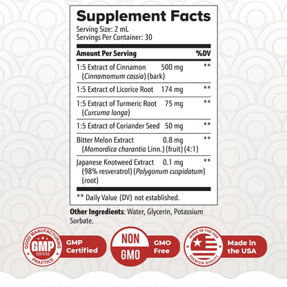 ZenSulin Drops – Cinnamon, Licorice Root & Turmeric – 60ml, 1 Month Supply | Cinnamon, Licorice Root & Turmeric, herbal liquid | Non-GMO, Gluten-Free, Made in USA | Dropper, daily drops