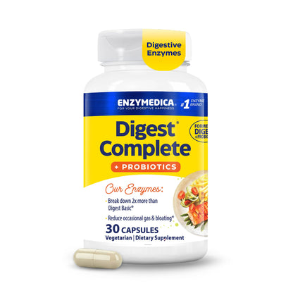 Enzymedica Digest Complete + Probiotics - Digestive Enzyme Supplement for Women & Men, Enzyme and Probiotic Capsules for Digestion, Gut Health Support, Helps Gas & Bloating, Vegetarian - 90 Caps