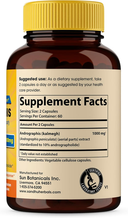 Andrographis Paniculata Kalmegh for Immune and Liver Health Support| 120 Vegetarian Capsules, 2 Months Supply| Ayurvedic Herbal Vegetarian Supplement Complex