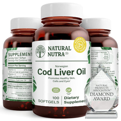 Natural Nutra Norwegian Cod Liver Oil Supplement 250 Softgels | Helps Maintain Skin & Body Density, Eye Health & Nerve Function, Promotes Dental Health, Supports Cardiovascular Health