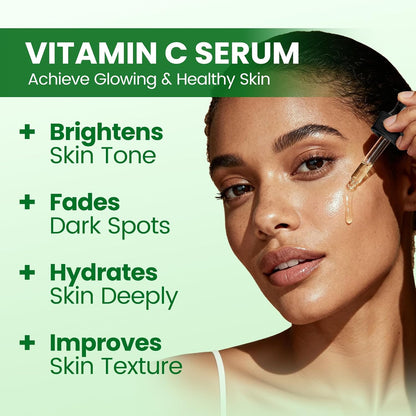 Lukaree Vitamin C Serum for Face, Dark Spots, Fine Lines & Support Collagen | Vitamin C Serum 20% Brightening Face Serum with Sodium Hyaluronate - All Skin Types, Plus Vit C Caps, 1 Fl Oz + 60 Caps