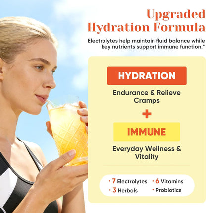 Venture Pal 2-in-1 Hydration Electrolytes Bundle – Focus & Immune Support Powder Packets, 7 Electrolytes, Vitamins, Magnesium, Lion’s Mane, L-Theanine, Elderberry, Sugar Free Drink Mix, 32 Sticks