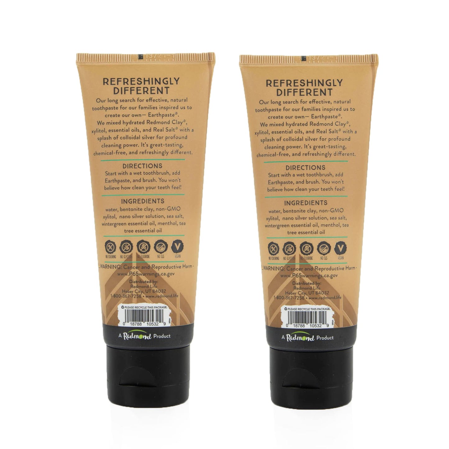 Redmond Earthpaste with Silver - Natural Non-Fluoride Toothpaste, 4 Ounce Tube (Peppermint)