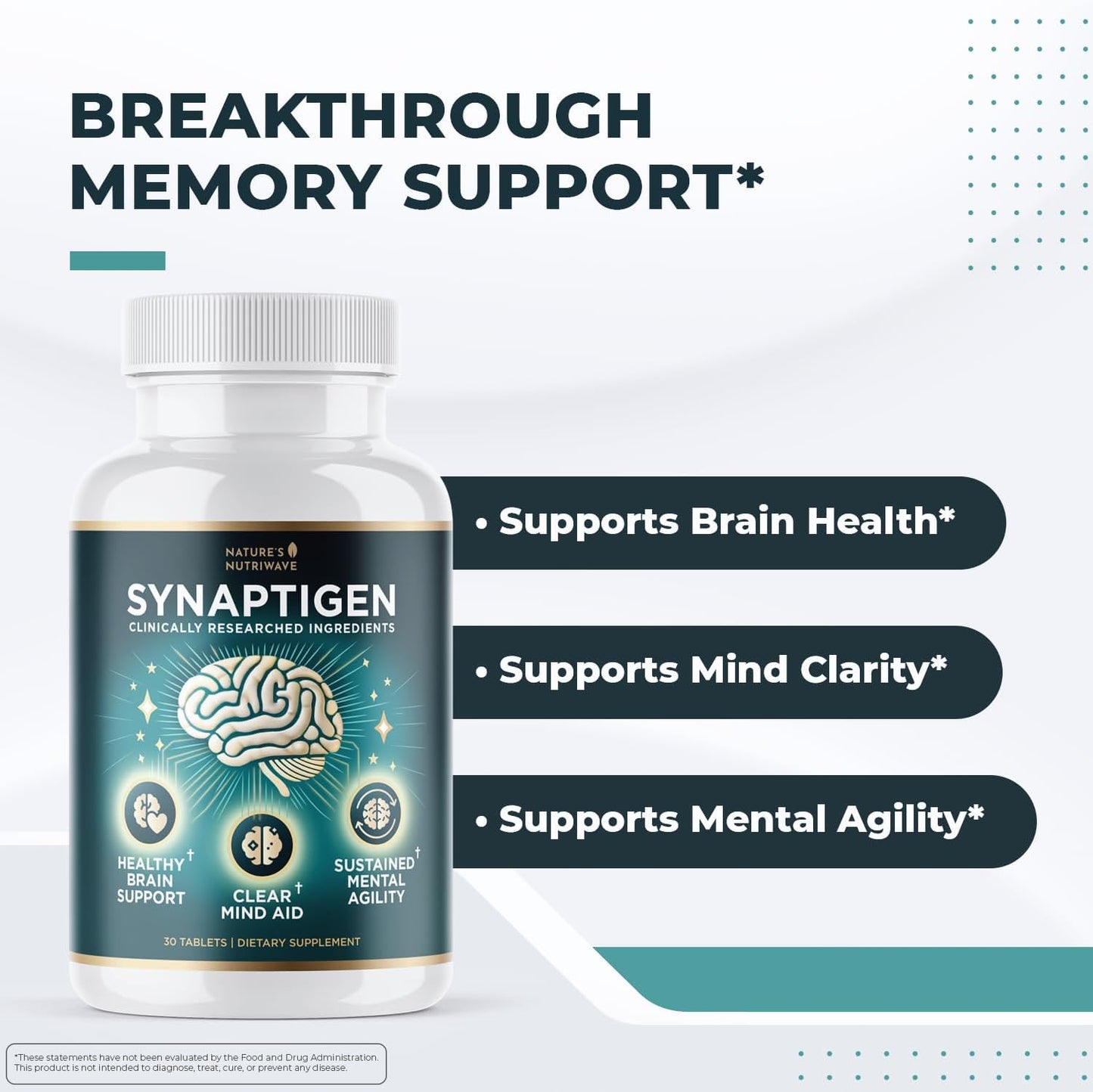 Synaptigen – Inulin & Probiotics 3.5B CFU Tabs – 30 Ct, 1 Month Supply | Inulin powder & probiotics 3.5 billion CFU | Non-GMO, Made in USA | Easy-to-swallow daily tablet