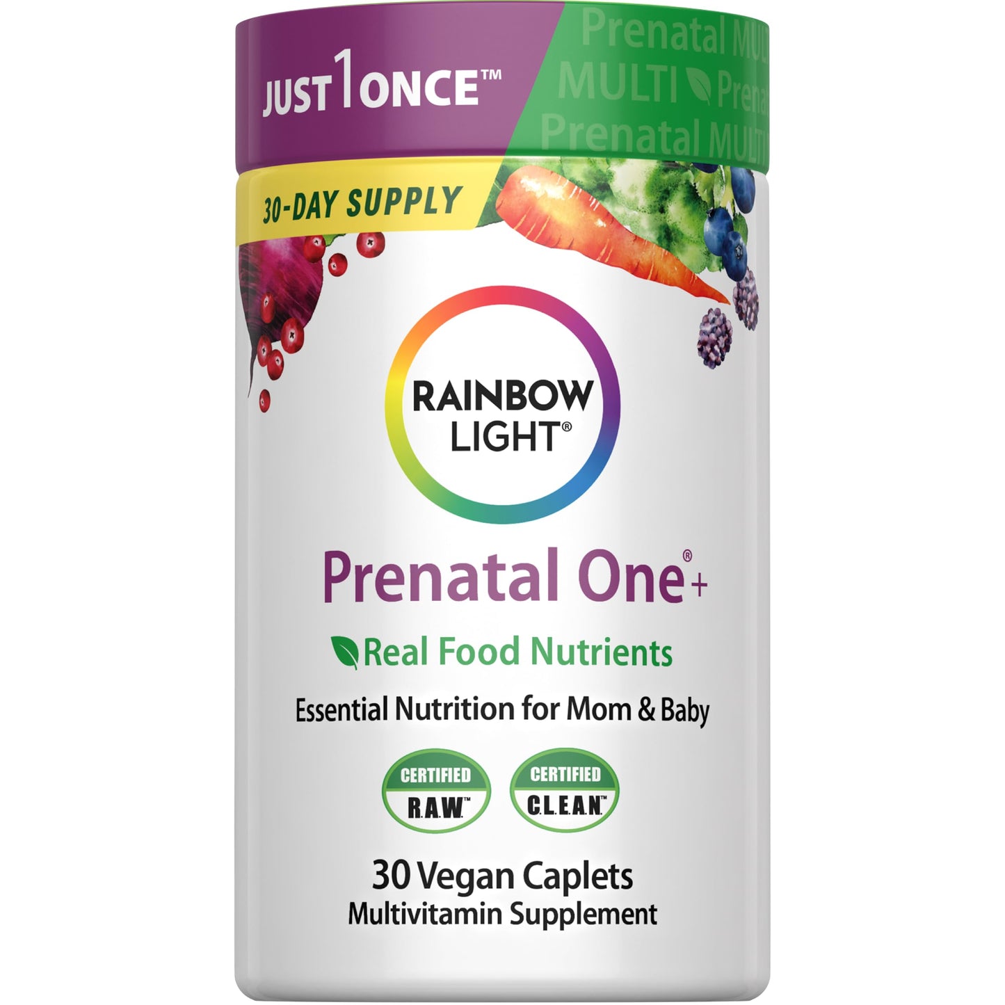 Rainbow Light Prenatal Multivitamin One + for Women | 60 Caplets | Essential Nutrition for Mom & Baby | Real Food Nutrients | Prenatal Botanical & Probiotic Blend | Essential Nutrition for Mom & Baby | Real Food Nutrients | Prenatal Botanical & Probiotic