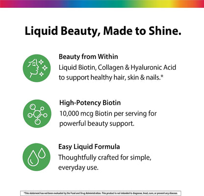 Rainbow Light Biotin, Collagen + Hyaluronic Acid Supplement | 110,000 mcg | Vanilla Citrus Flavor | Types I & III Collagen Peptides | For Men and Women