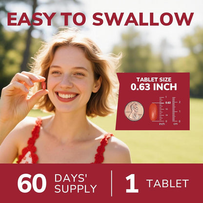 Vitalibre Iron Supplement for Women & Men, 65 mg, Ferrous Sulfate, Vitamin C, D3, B6, B12, Folate, Beet Root, Spinach, Pumpkin Seeds, Nettle, for Red Blood Cell & Energy Production, 60 Tablets