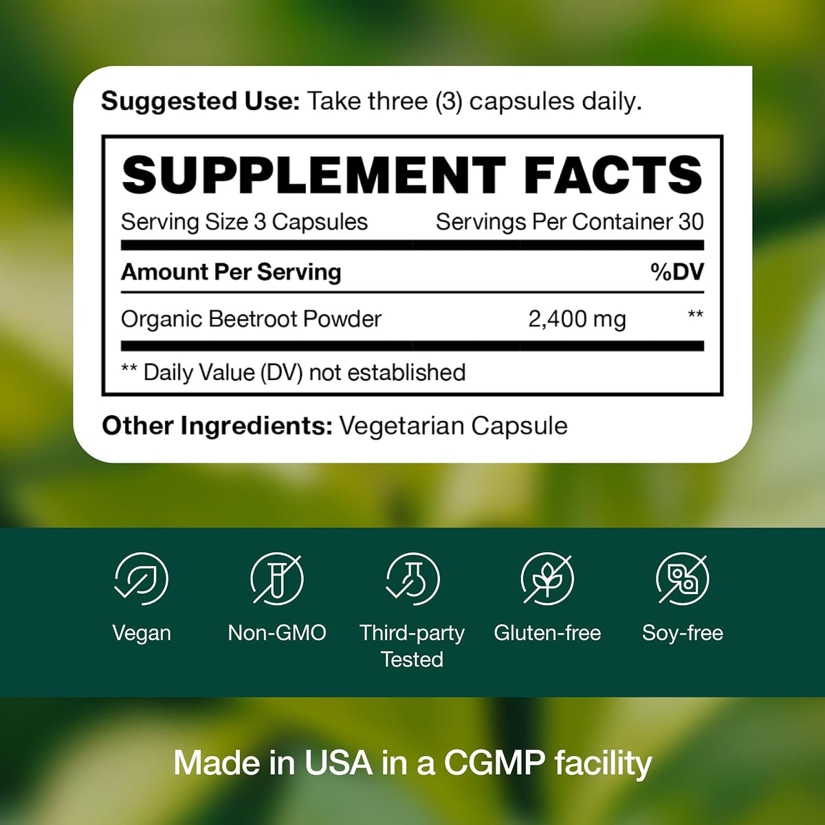 Fresh Nutrition Organic Beet Root Capsules - 2400mg Potent Dosage - Antioxidant Support - Vegan, Non GMO, Gluten-Free - 90 Capsules