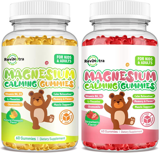 2 Pack Magnesium Gummies for Kids & Adults- Magnesium Glycinate Complex