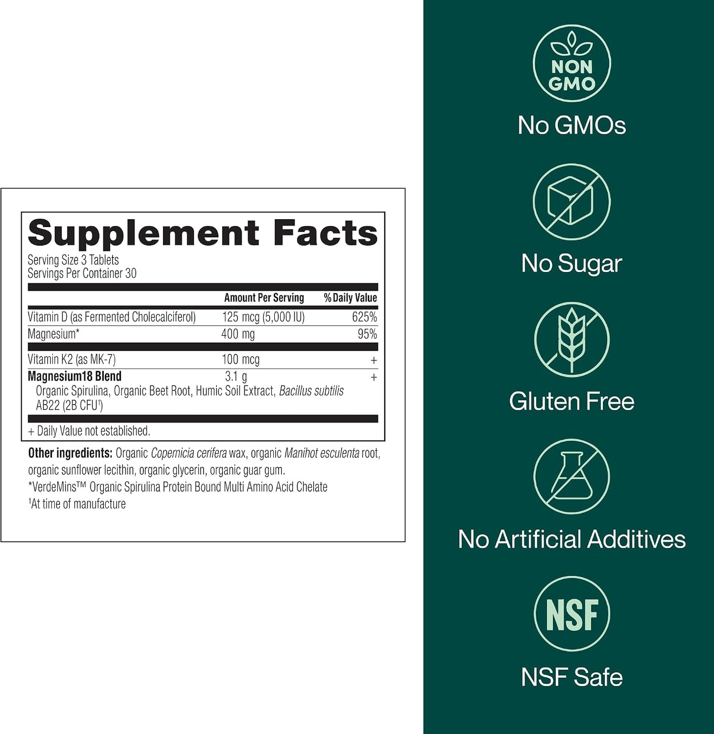 Mag18 Peptide-Bound Magnesium Complex with D3 & K2, Bone & Muscle Support, Mental Clarity, Sleep Aid