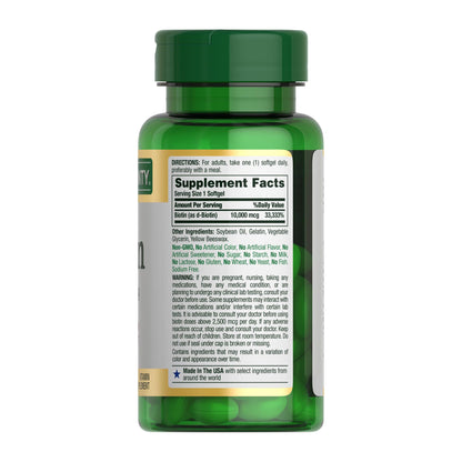 Nature's Bounty Biotin 10,000 mcg, 250 Rapid Release Softgels