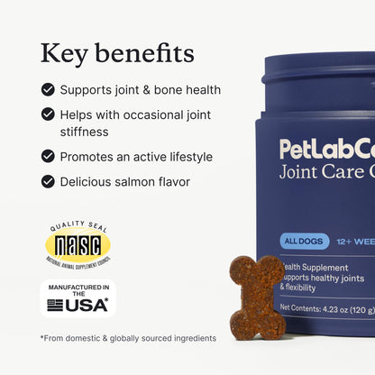 PetLab Co. Joint Care Chews for Dogs, 30 Soft Chews, Pork | Glucosamine, green-lipped mussel and omega-3s to support joint comfort, cartilage health and daily mobility