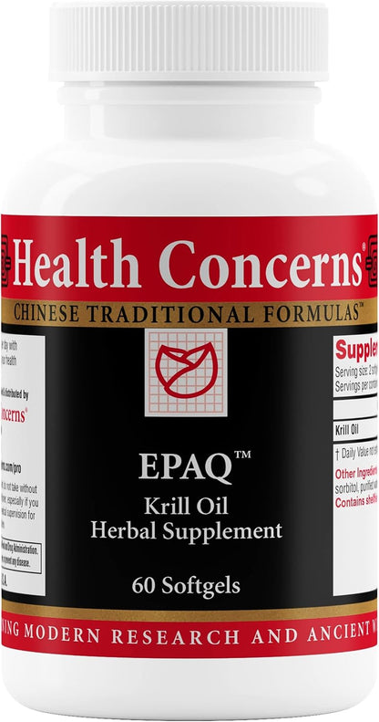 Health Concerns EPAQ – Brain Health Support Supplement – 1,000 mg of Krill Oil Per Serving – Cognitive Function & Heart Health – Chinese Herbal Supplement – Antioxidants & Phospholipids – 60 Softgels