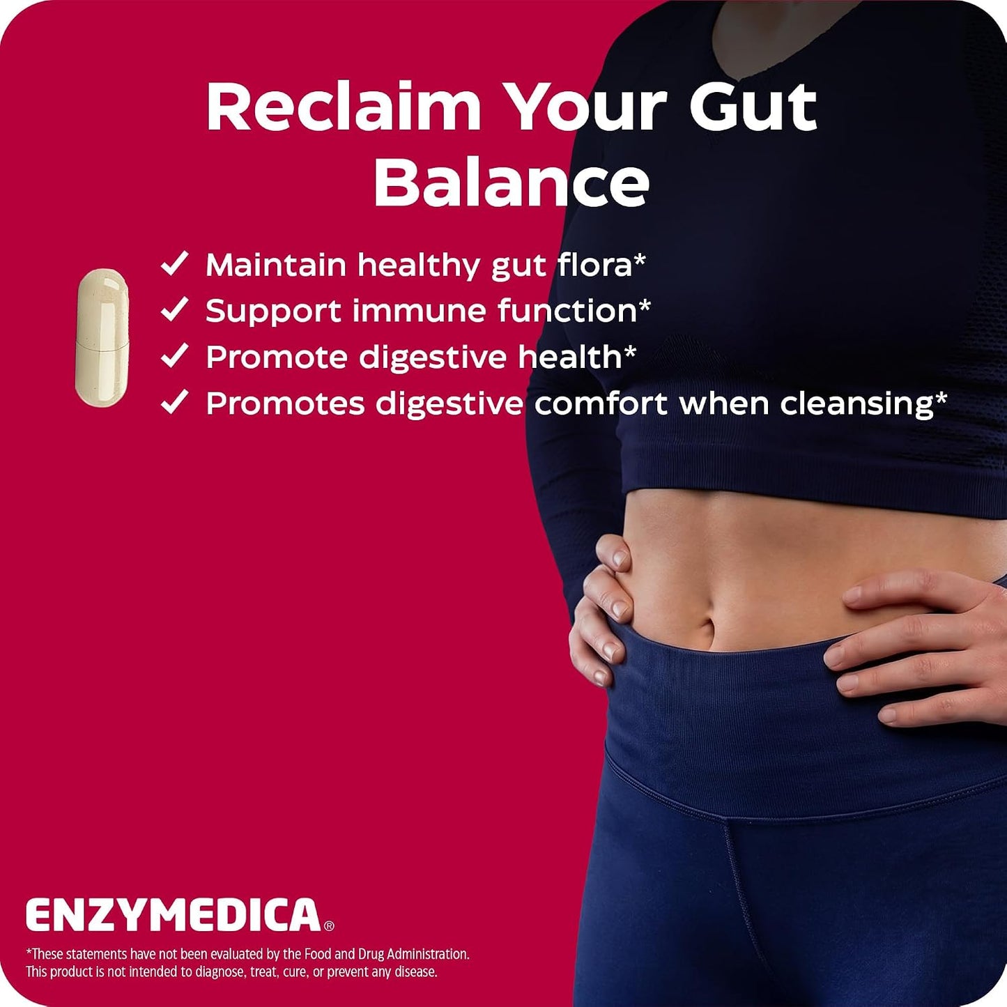 Enzymedica Candidase, Enzymes for Gentle Cleansing Support for Men & Women, Blended for Gut & Microbiome Health with Cellulase and Protease, 42 Count