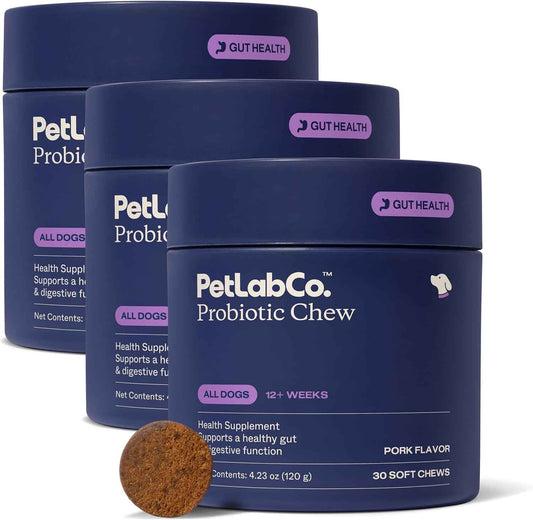 PetLab Co. Probiotic Chews for Dogs, 30 Soft Chews, 3-Pack | 8-strain probiotic blend with prebiotics to support digestive health, skin and seasonal allergy support