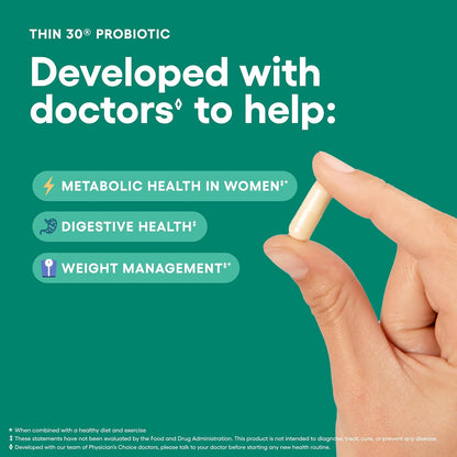 Physician's CHOICE Probiotics for Weight Management & Bloating, 30ct | 6 Probiotic Strains, Prebiotics, Cayenne, & Green Tea for Gut Health, Bloating Relief, & Weight Management for Women & Men