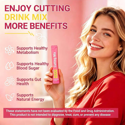 Cutting Mix, Cutting Drink Mix, Berberine, Chromium, FOS, Yerba Mate | & 5-HTP, Energy & Gut Health, Metabolic Support, Vegan, Sugar-Free, Non-GMO, 30 Stick Packs