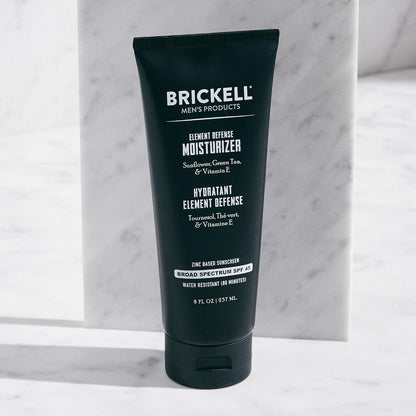 Brickell Men's Element Defense SPF45 Moisturizer for Men, Mineral Sunscreen, Hydrates and Protects Skin Against UVA/UVB Rays, With Zinc, Vitamin E, and Green Tea, 8 Ounce, Unscented