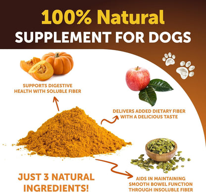 Pumpkin Powder for Dogs + Probiotic Chews Bundle - Fiber Supplement for Digestion, Gut Balance & Firm Stool - Gut Health, Immunity, Yeast Balance, Reduces Diarrhea & Gas, Enzymes & Prebiotics