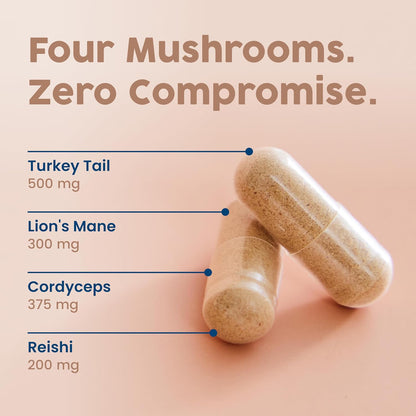 NativePath Mushroom Complex, Organic, Lion's Mane & Cordyceps, 60 Count | Turkey Tail, Reishi & Beta-Glucans, Supports Immune, Focus & Energy, Vegan, Nootropic Blend