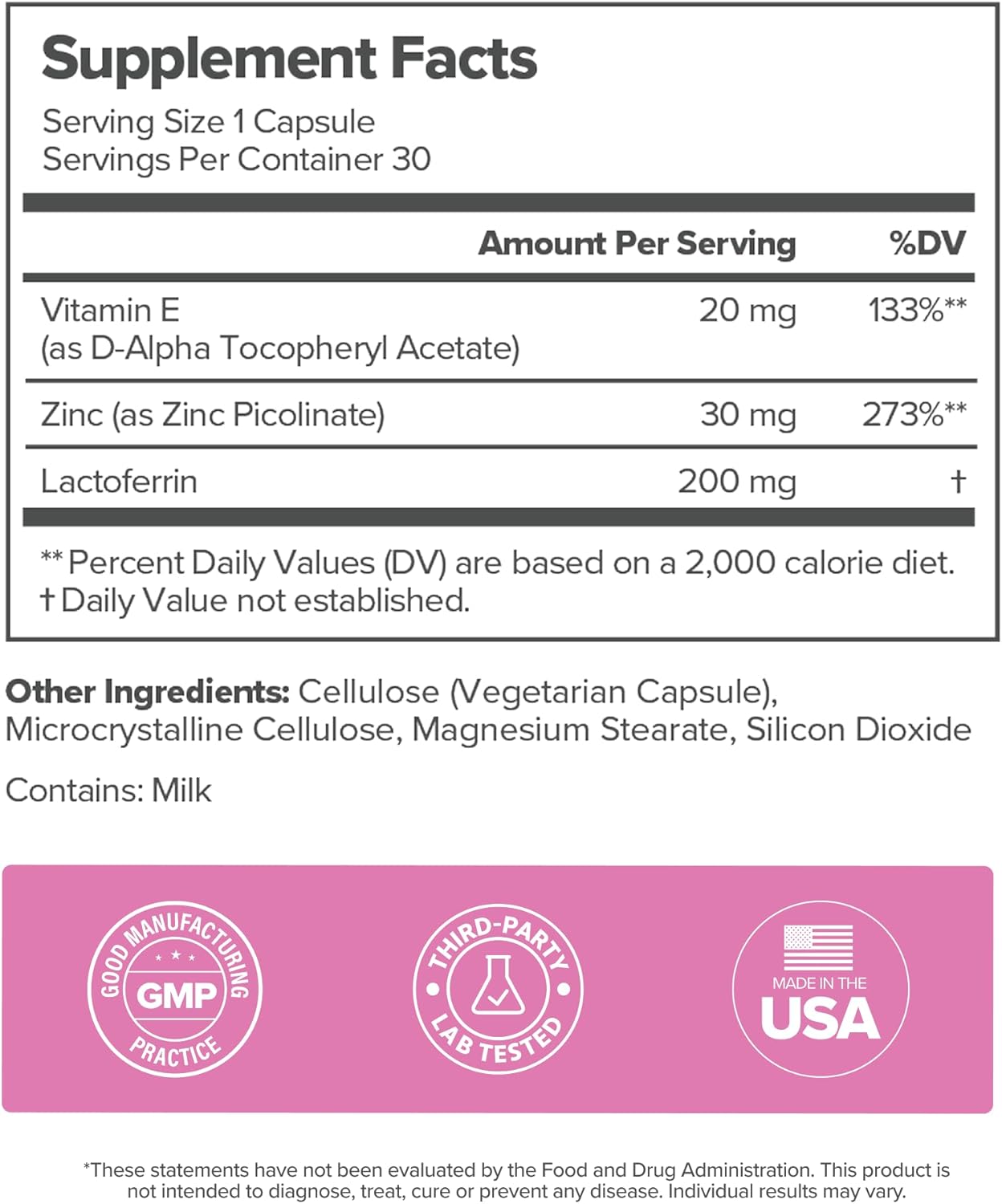 FLO Acne Supplement for Clearer Skin with Zinc & Vitamin E – 30-Day Supply