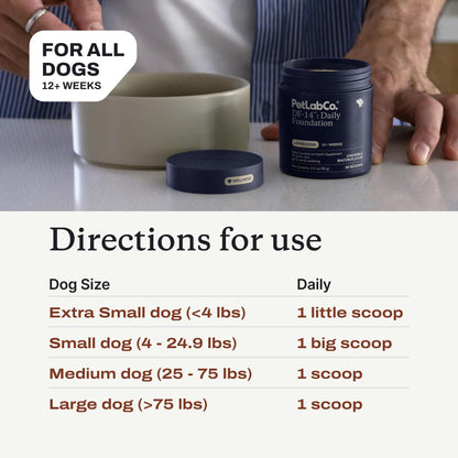 PetLab Co. DF-14 Daily Foundation Supplement for Small Dogs | Gut, Joint, Skin, Immune, Heart and Brain Support, Daily Powder, All Breeds