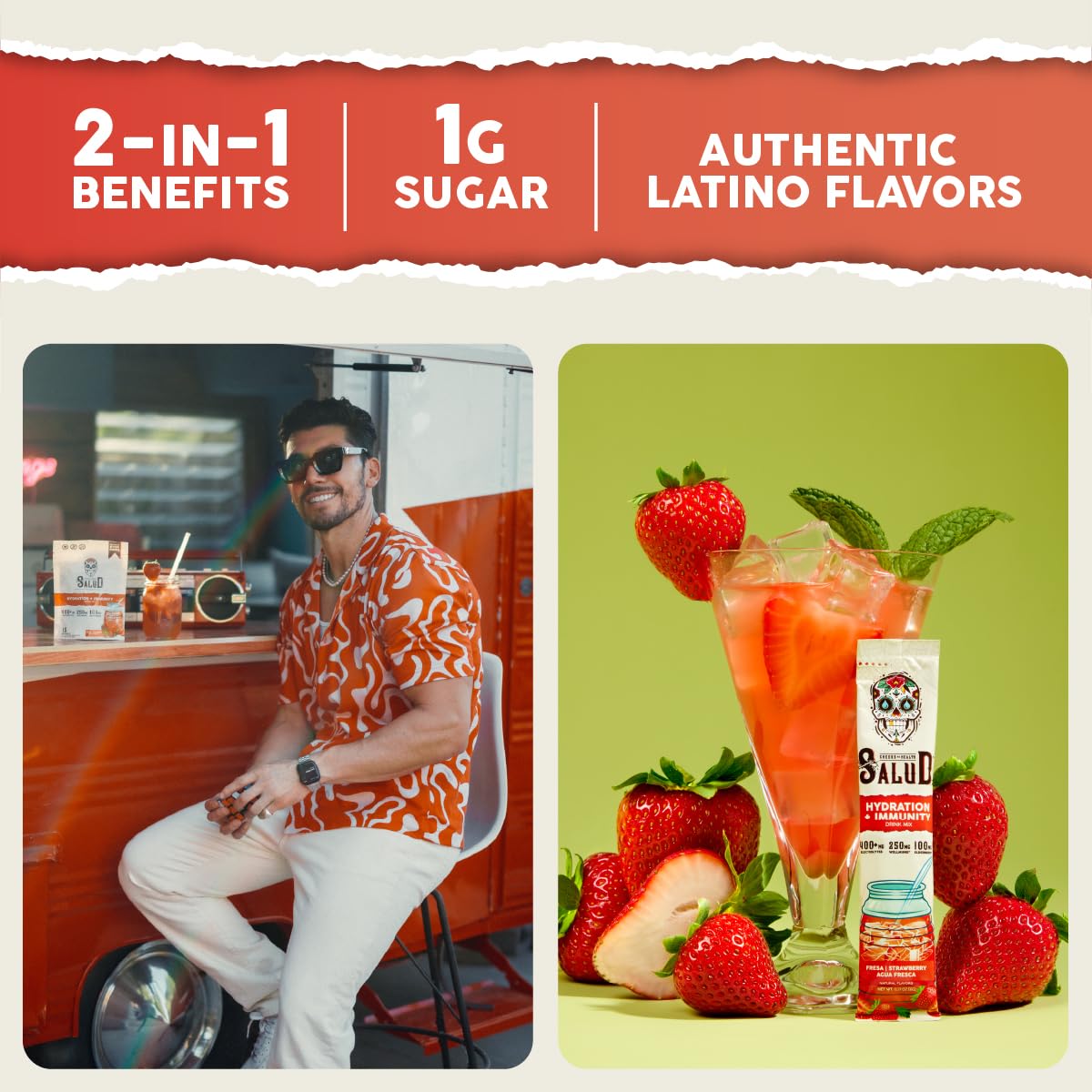 Salud 2-in-1 Hydration + Immunity Drink Mix, Cucumber Lime | Electrolytes Powder, Agua Fresca, Elderberry, Dairy & Soy Free, Non-GMO, Gluten Free, Vegan, 1g Sugar (15 Servings)
