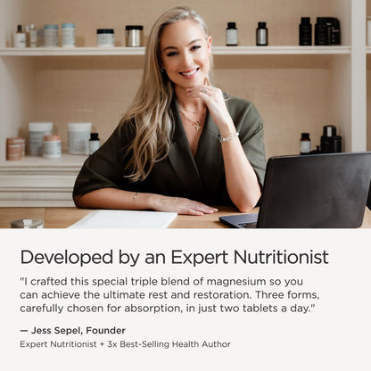 JSHealth Magnesium Supplement for Sleep. 400mg Triple-Form Glycinate | Made with Citrate, Amino Acid Chelate Developed By Nutritionist Jessica Sepel