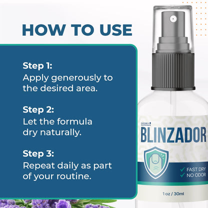 Blinzador Spray – Plant-Based Foot & Nail Formula – 1oz, 1 Month Supply | Topical foot & nail spray, plant-based | Fast-drying & odorless | No-touch daily application