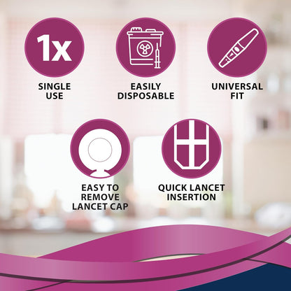 TRUEplus Lancets Bundle (30G), 200 Lancets, Lancing Device, Log Book | Blood Glucose Testing Supplies for Home Use, Includes 200 Sterile 30G Lancets (2 x 100ct), Lancing Device, Log Book