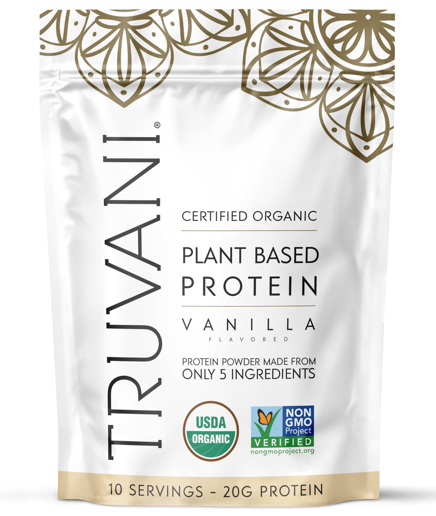 Truvani Organic Plant Based Protein Powder | Vanilla Chai | 10 Servings | Vegan | 20g Pea Protein | Keto | Gluten & Dairy Free | Low Carb | No Added Sugar