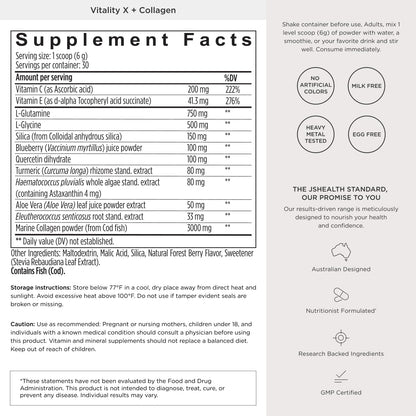 JSHealth Marine Collagen Powder for Women. 3g Hydrolyzed Collagen with Vitamin C, E, Astaxanthin. 10 Beauty Ingredients. Citrus Tropical Flavor (30 Servings)