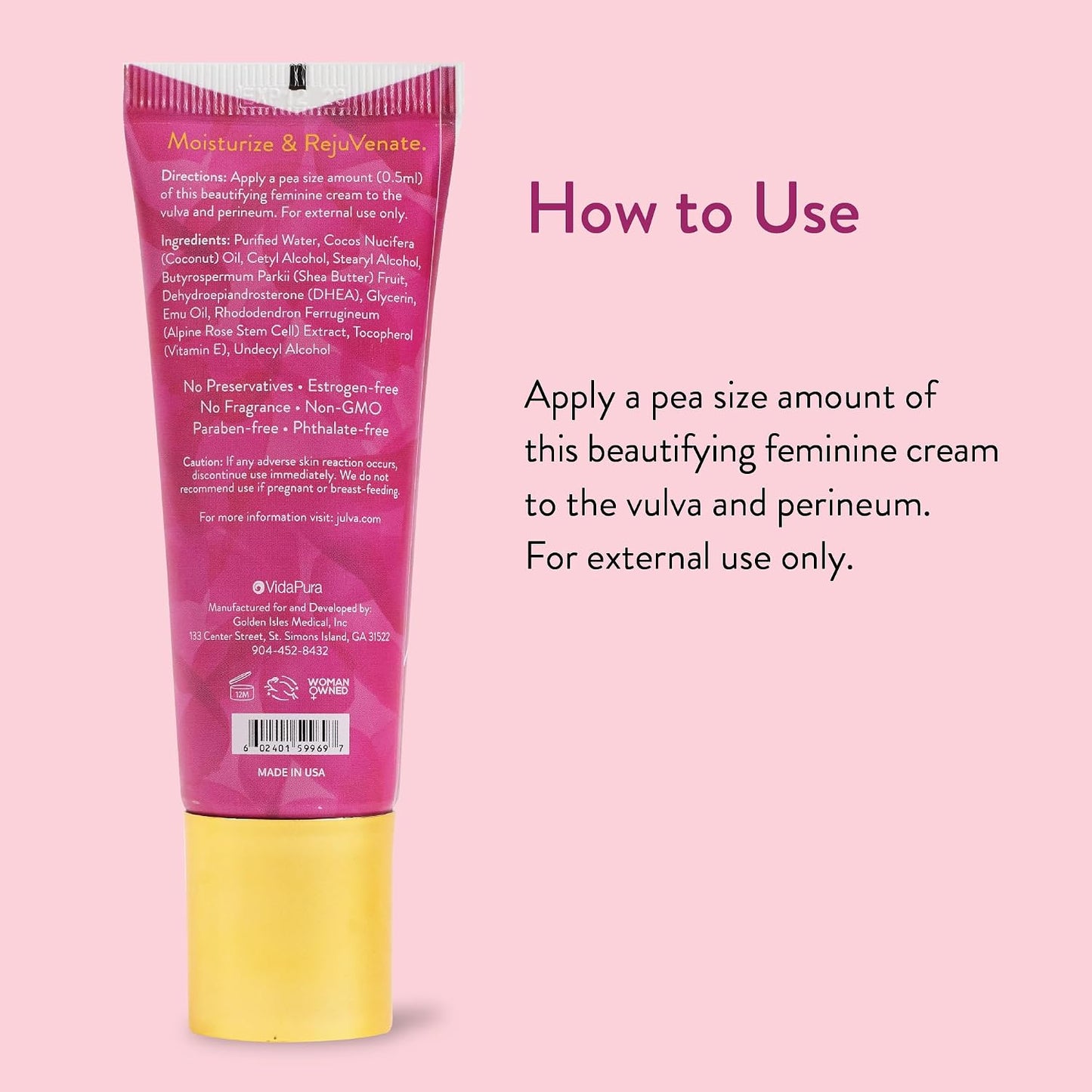 Vulva Cream - Feminine Moisturizer for Women, 30 Day Supply | External Vulva Moisture Cream for Intimate Skin Care, with Shea Butter, Coconut Oil & Vitamin E for Soft, Smooth Skin Daily