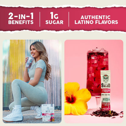 Salud Variety 3-Pack | 2-in-1 Hydration + Immunity (Hibiscus), Energy + Focus (Strawberry Watermelon) & Calm + Sleep (Punch) – 15 Servings Each, Non-GMO, Gluten Free, Low Calorie, 1g of Sugar