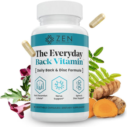 Zen Nutrients The Everyday Back Vitamin for Lower Back Relief & Nerve Function Support Supplement - Back, Disc and Nerve Relief with Alpha Lipoic Acid, Turmeric & Glucosamine (60 Capsules)