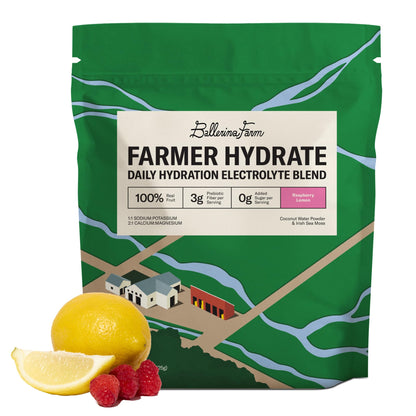 Ballerina Farm Farmer Hydrate Berry Electrolyte Powder | Organic Coconut Water, Irish Sea Moss, French Sea Salt, No Added Sugar, Prebiotic Fiber, 25 Servings