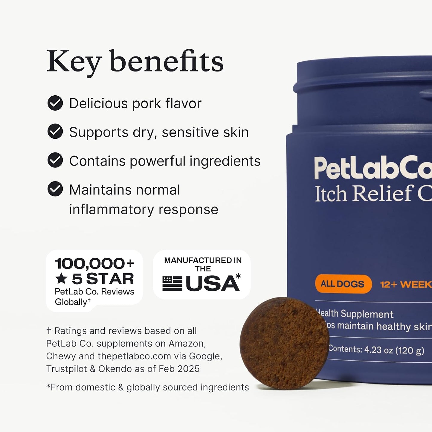 PetLab Co. Dog Itchy Skin Bundle: Soft Chew Dog Probiotics for Gut Health, Itchy Skin, Seasonal Allergies 30 Count & Itch Relief Chews for Dry, Itchy Skin & Coats