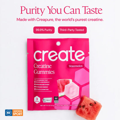 Create Creatine Gummies – Single-Serve Packs – 30ct – Variety Pack | NSF Certified for Sport – Made with Creatine Monohydrate, Vegan & Gluten-Free, Anti-Melting Formula, 3 Gummies per Pack