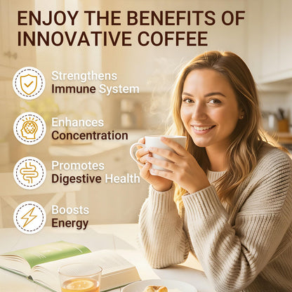Mushroom Coffee, Instant Mushroom Coffee Organic with 6 Mushrooms Lion’s Mane, Cordyceps, Turkey Tail & Other for Energy, Focus, Digestion, Immunity, 35 Servings