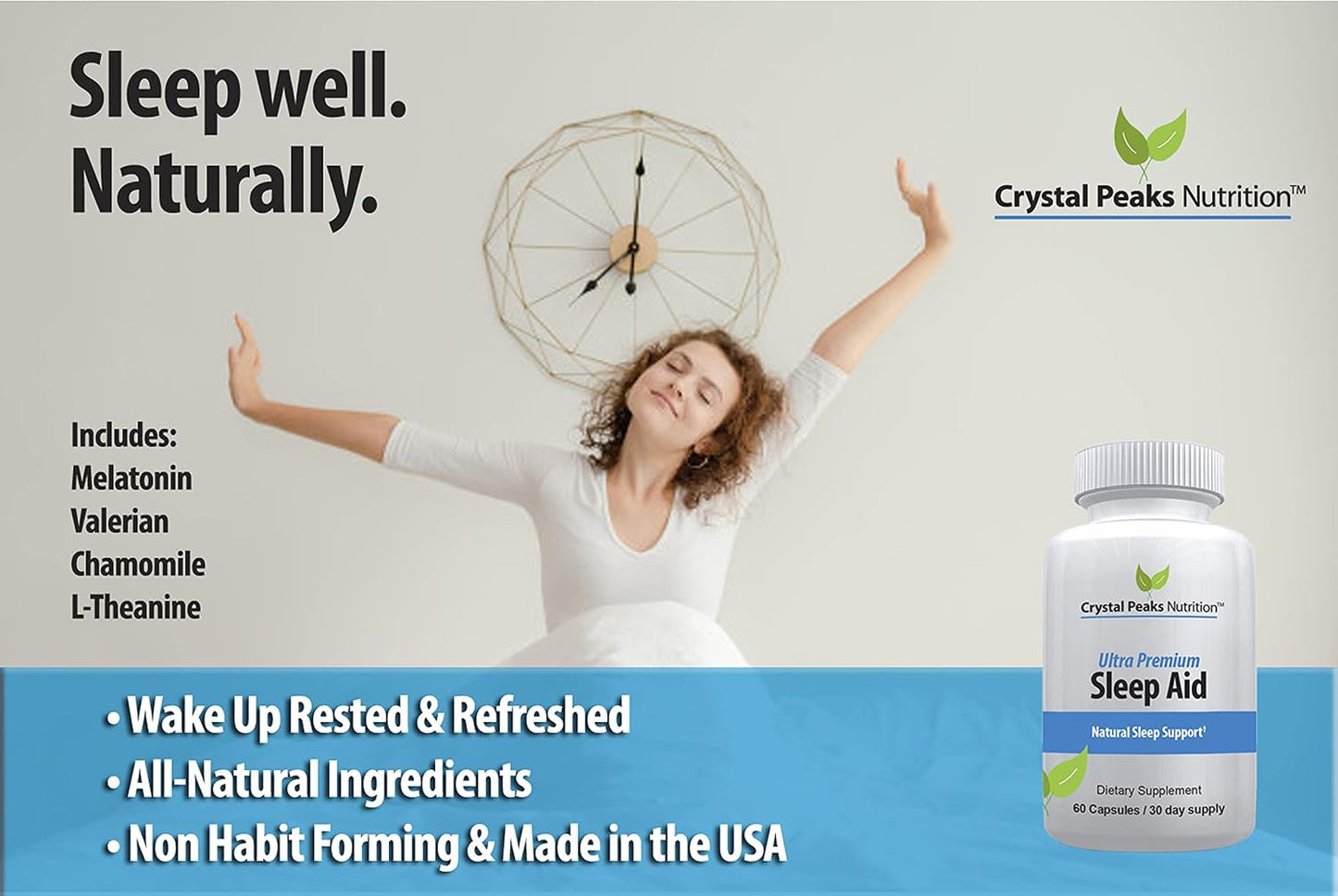 Natural Sleep Aid - Herbal Sleep Supplement Made with Valerian Root, Melatonin, Chamomile, Magnesium – Recommended for Difficulty Sleeping - Adult Extra Strength Sleeping Pills. 60 Vegan Capsules